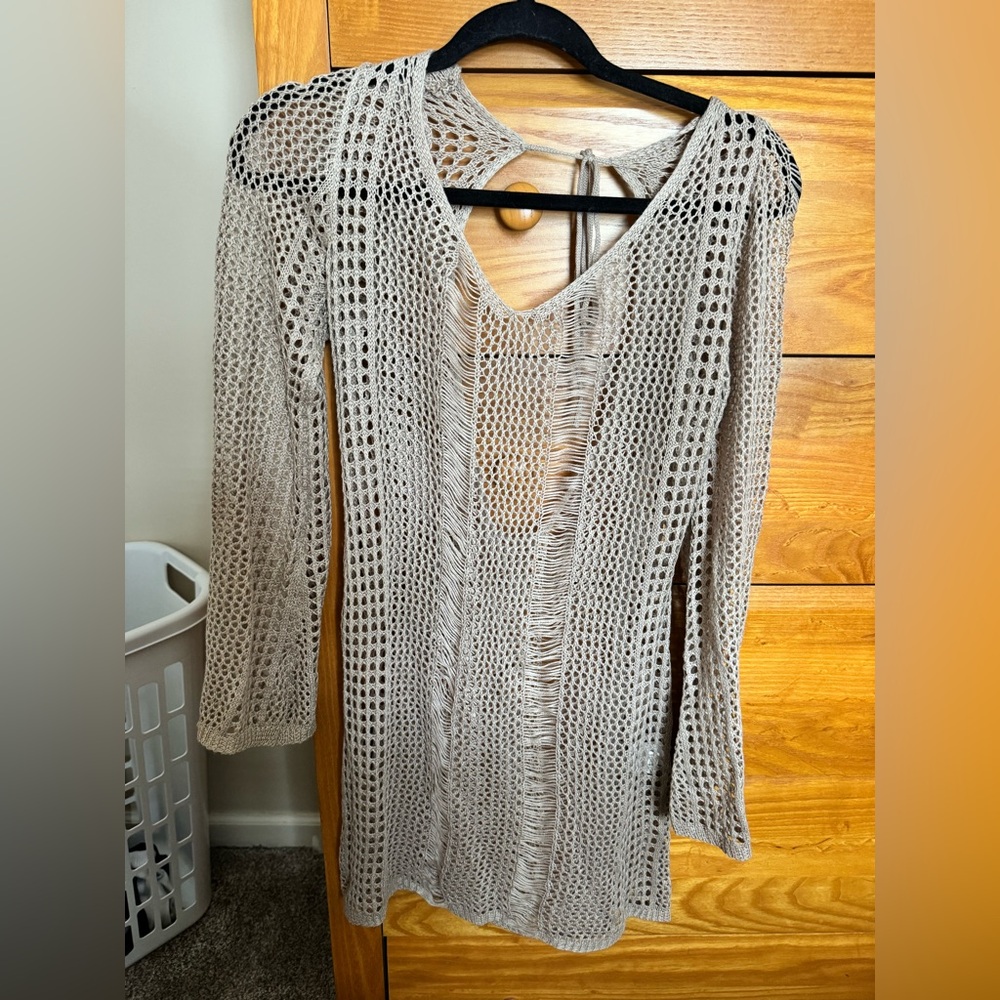 Beige Knit Swimsuit Cover-up